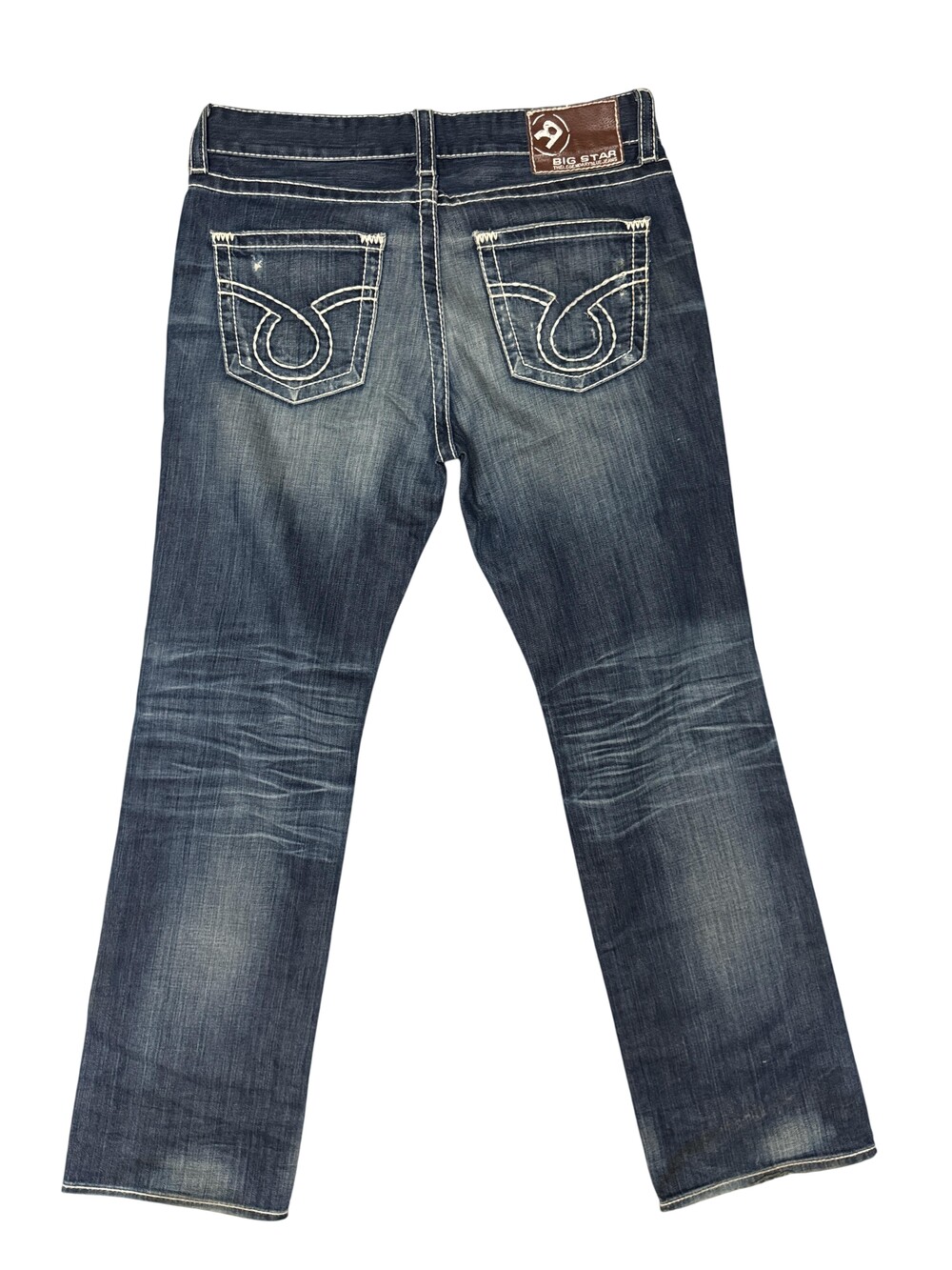 Big Star Jeans Mens 36x33 Blue Union bootcut Distressed Embroidered Pockets